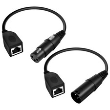 for 3 Pin XLR to RJ45 Adapter Upgraded 1ft 3 DMX Male 1 feet, Black