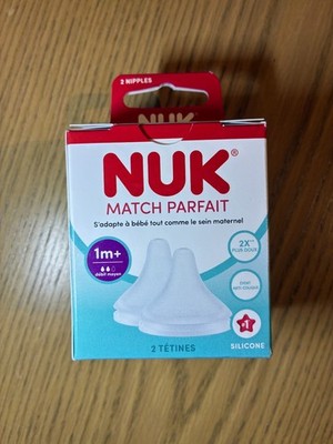 NEW NUK Perfect Match Bottle Nipples - 1M+ Medium Flow - 2pk