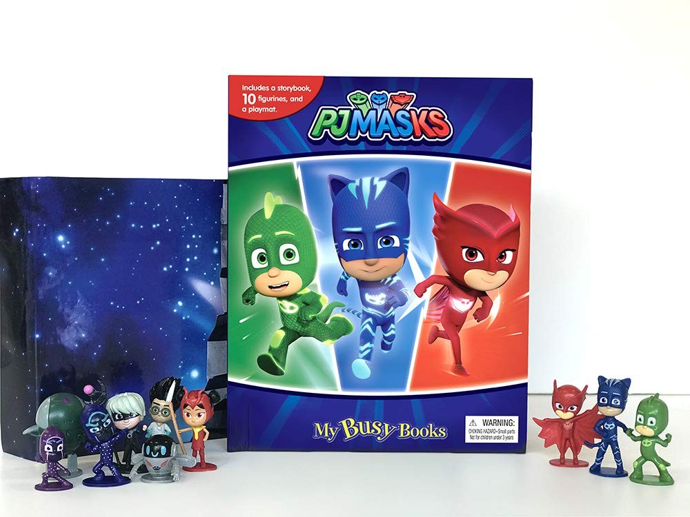 PJ Masks My Busy Book  Storybook with 10 Figurines & Playmat | Catboy, G | TODO