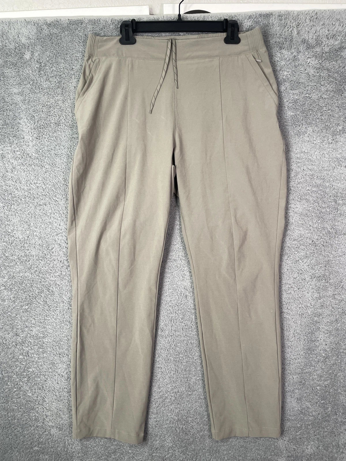 Columbia PFG Pants Men Large Short Beige Stretch Fishing Jogger Zip Pocket Lined