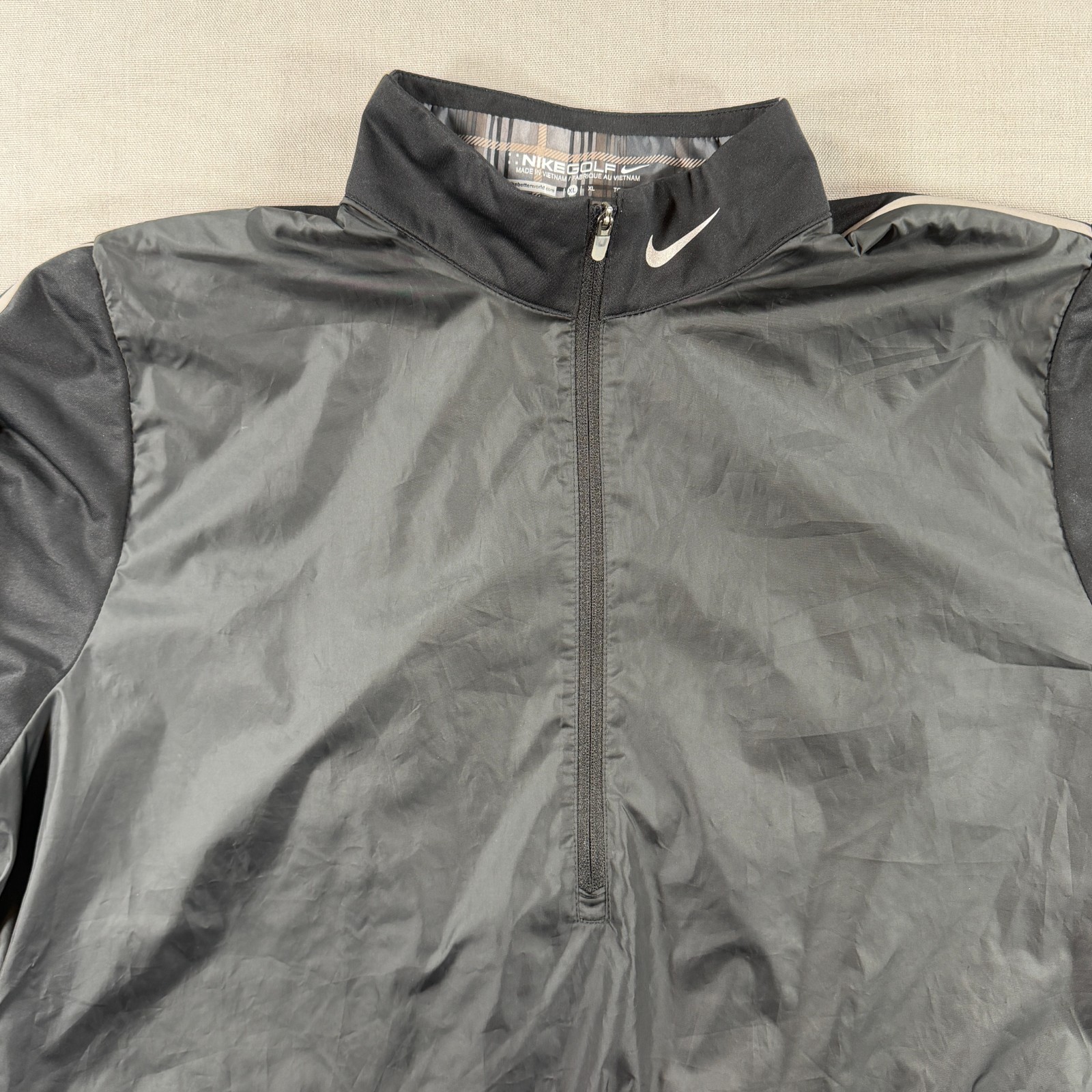 Nike Golf Stretch Windbreaker Jacket Womens XL Black Pullover Quarter Zip