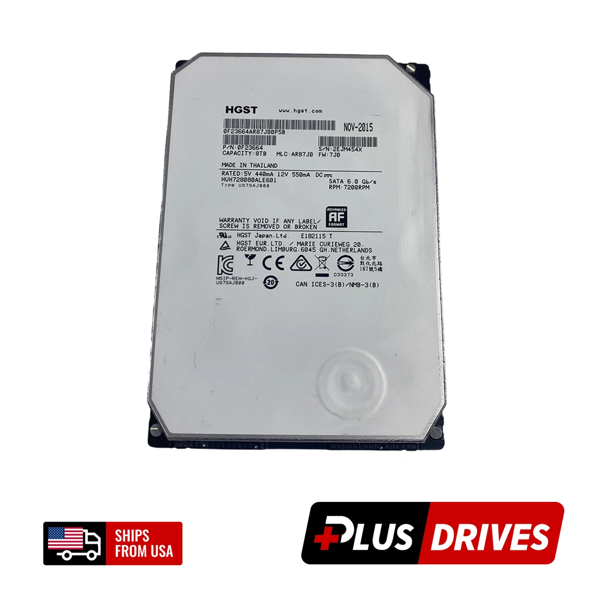 HGST製 3.5インチ SAS HDD（8TB） HGST製 3.5インチ SAS HDD（8TB