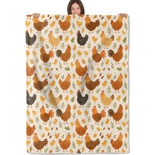 Rustic Farm Chicken Blanket Soft Lightweight Flannel Throw 50×60 IN Chicken27