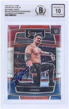 Angel Garza WWE Signed 2022 Panini Select Red & Blue 23 BAS Fanatics 10 Card