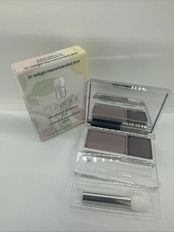 Clinique All About Shadow Duo Eye 21 Twilight Mauve/Brandied Plum Eyeshadow New - Image 2 of 3