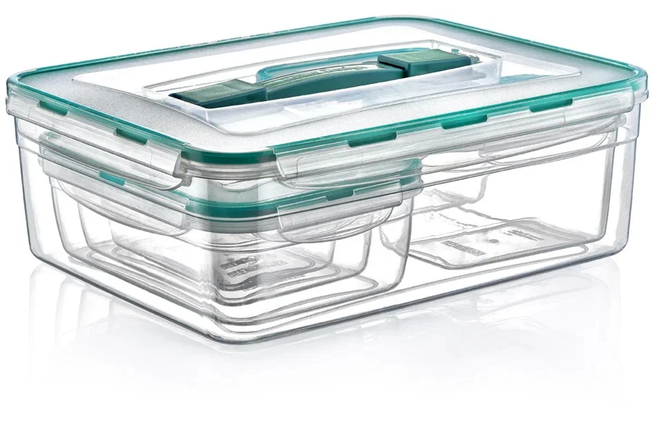 Set of 6 Airtight Food Storage Container in Assorted Shapes with Lid handle New