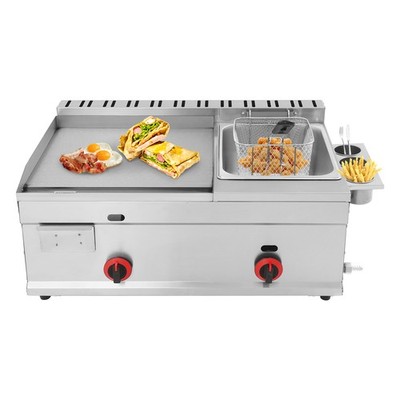 Commercial Gas Propane Flat Top Grill Griddle w/ Deep Fryer Multi-function Fryer