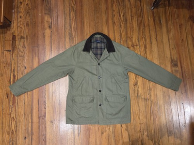 #ad #ad Vintage Lands End Barn Jacket Mens Medium Green Chore Field Coat Plaid Lined $55.00