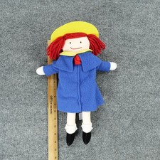 Vintage Eden Toys Madeline Rag Doll 1990 Plush Red Hair Blue Coat Yellow Hat