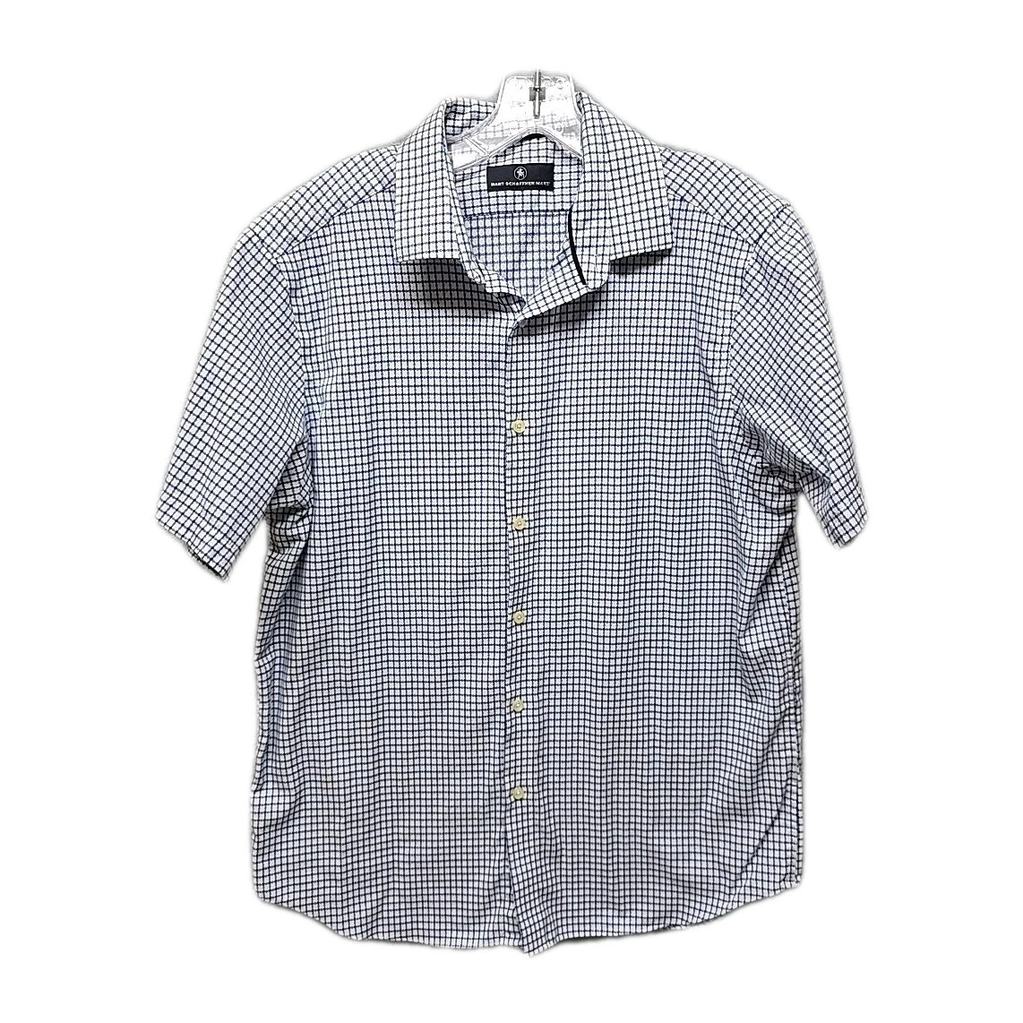 Hart Schaffner Marx Mens Short Sleeve Button Up 100% Egyptian Cotton Size L