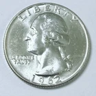 1962-D Washington Quarter BU Uncirculated 90% Silver AU About Uncirculated #9804