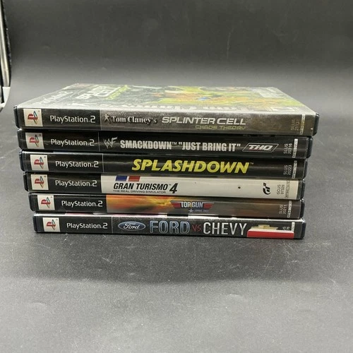 Sony PlayStation 2 lot Of 6 Ps2 Games Untested Splinter Cell Top Gun Smack Down
