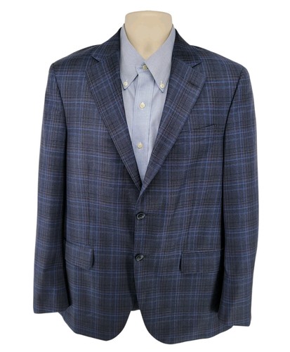 Peter Millar Blazer 40R Men's 100% Wool Blue Plaid Sport Coat Jacket - Picture 2 of 12