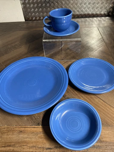 5 Piece Fiestaware Retire LAPIS BLUE Place Setting Homer Laughlin Bowl Mug Plate