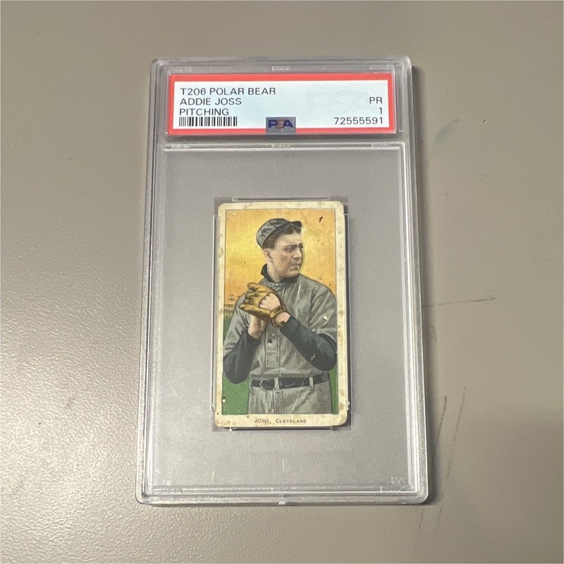 1906 T206 Polar Bear Addie Joss Pitching Tobacco Card PSA Graded 1