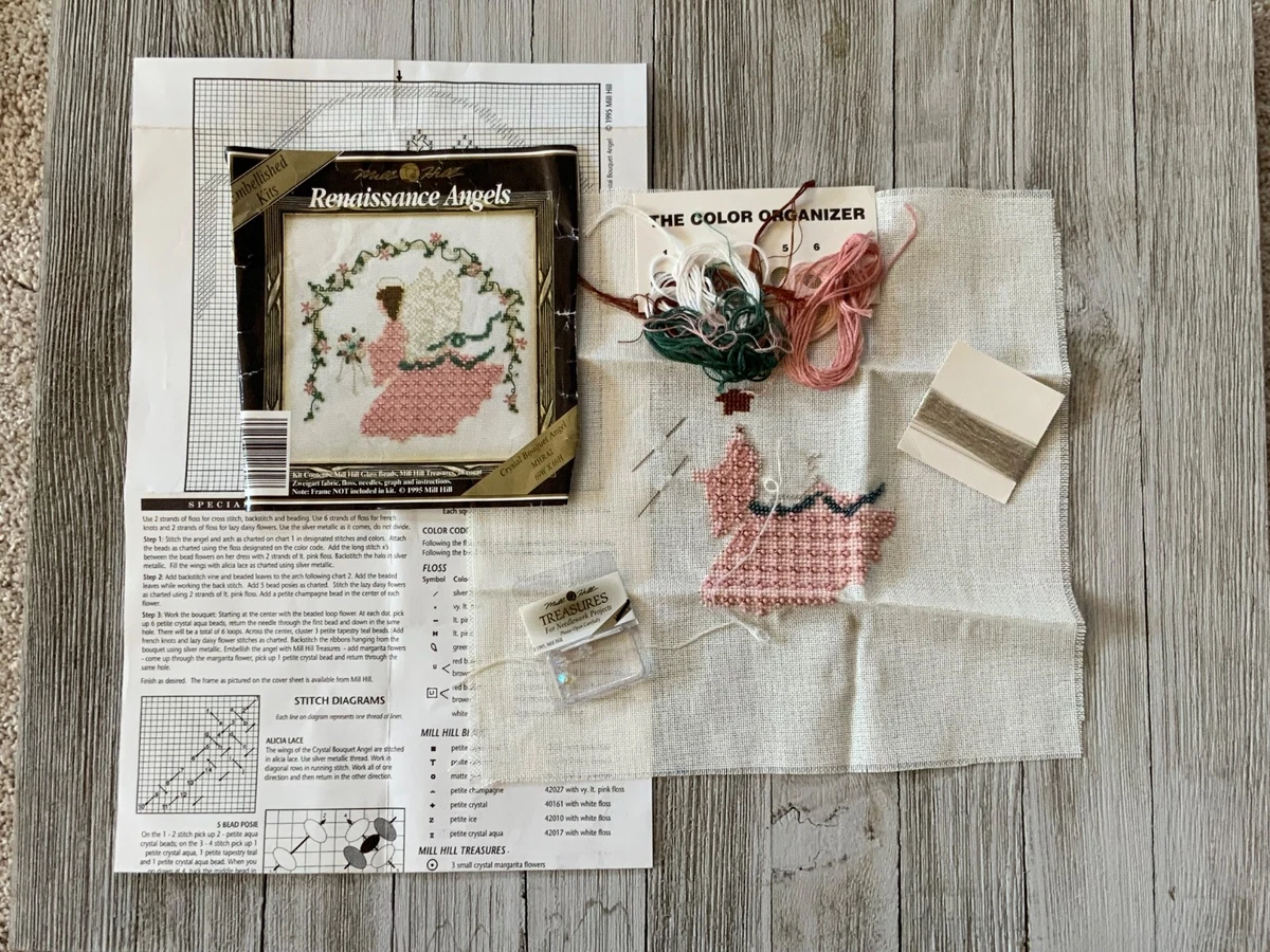 Mill Hill Renaissance Angels Cross Stitch Kit Crystal Bouquet MHRA2 ~ Started