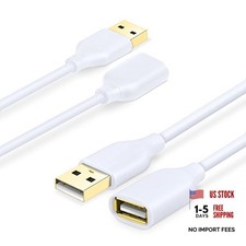 USB Extension Cable 2-Pack 2.0 6ft/2m USB Type A Male to A Female White