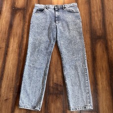 Vintage LEE Rider Straight Jeans (Fits 34x29) Acid-Wash Made In USA 80s 90s