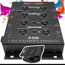 SX X300 3 Way Electronic Car Stereo Crossover Dash Mount Bass Knob Remote Xover