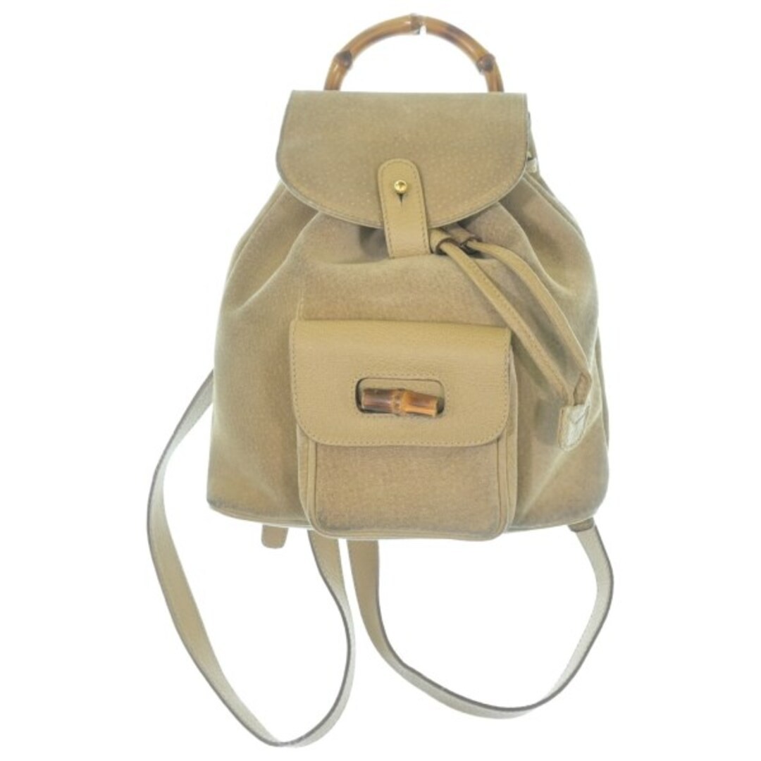 GUCCI Beige Leather Backpack Women Used Free Shipping
