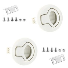 2 PCS 2 Inch Flush Pull Slam Latch Plastic Round Boat Deck Hatch Lock White RV