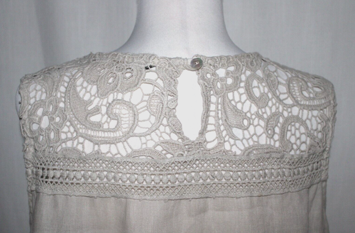 Marina Gigle Italy 100% Linen Cotton Crochet Pale Beige Large - Picture 8 of 13