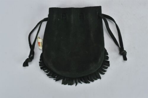 Vintage BLOOM BROTHERS GREEN SUEDE DRAWSTRING PURSE POUCH WESTERN STYLE #07420 - Picture 2 of 3