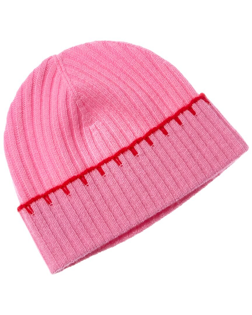 Женская кашемировая шляпа в рубчик с отстроченным краем от Hannah Rose, розовая