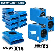 MOUNTO Water Damage Restoration Bundle -15x Air Movers, 3x LGR Dehumidifier