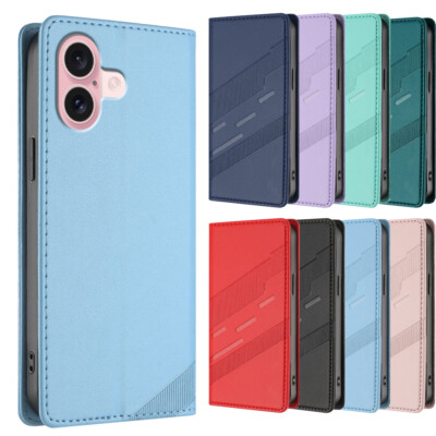 Luxus geprägte Leder Brieftasche Etui Handy Hülle für iPhone 16 13 14 15 12 11 8