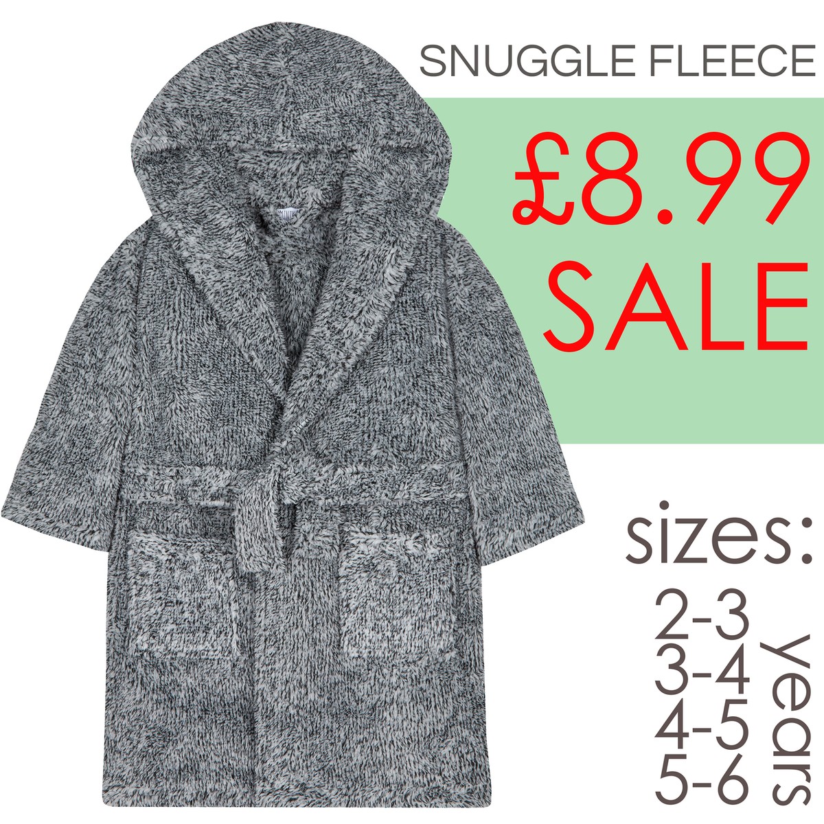 White Robe Kids Fleece, Plush, Soft And Warm Hooded Bathrobe For