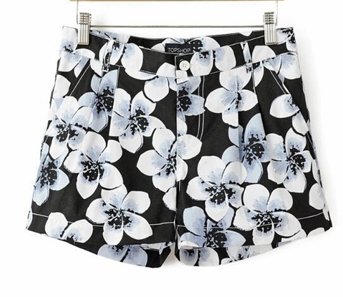 Pantaloncini corti shorts pantaloni bermuda corti donna bianchi neri fiori  6037 | eBay