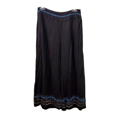 Kaktus New Beaded & Sequined Wide Leg Crop Pants Size S