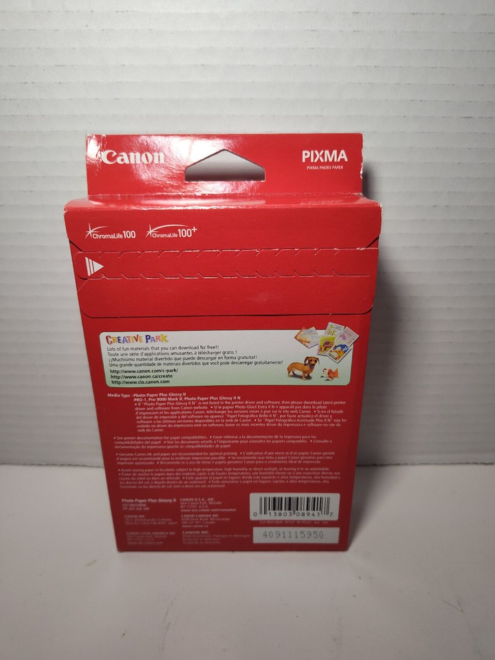 Canon Photo Paper Plus Glossy II, 4 x 6 Inches, 100 Sheets NEW SEALED