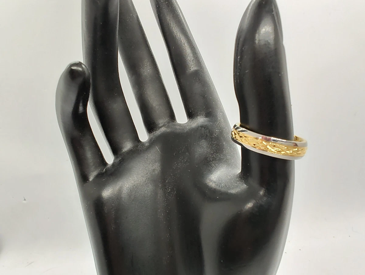 Tigrade Titanium Gold and Silver Tone Wedding Ring Band Unisex Size 8