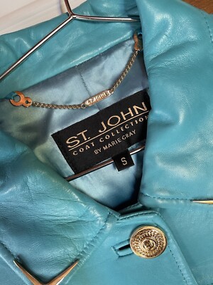 St. John By Marie Gray Leather Jacket Size Small Coat Collection