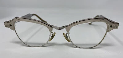 Vintage B & L Bausch & Lomb 1/10 12K GF White Gold Filled Cat Eye Eyeglasses - Image 1 of 4