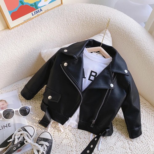 New Girls Leather Jackets for 2-8 Years Children Coats Kids Clothing Baby Girls - Picture 3 of 27