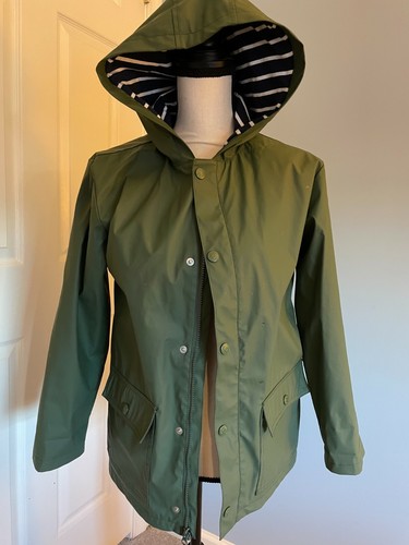 EUC XL (14) Gymboree BOY Olive Green Hooded Raincoat Anorak Jacket Coat - Picture 3 of 4