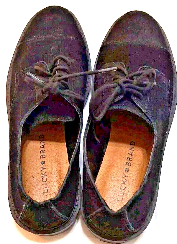 Zapatos Oxford para mujer Lucky Brand talla 6,5 M suela de gamuza negra con cordones usados en excelente estado Foto 2 de 4