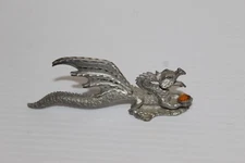 Spoontiques Pewter Dragon With Crystal Figurine MR869 2 1/2" Tall 4" Wide