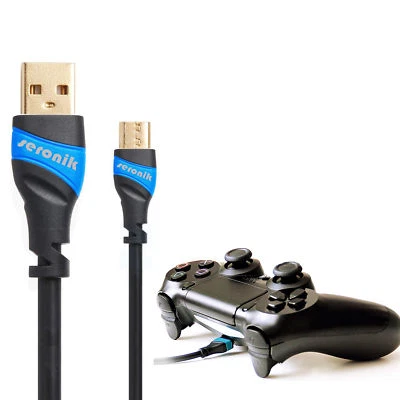 2x 3M Extra Long Câble PLAYSTATION 4 PS4 XBOX Un Controller Micro USB Câble - Photo 1/4