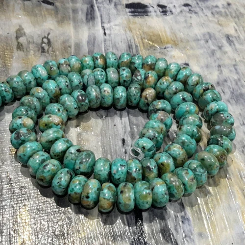 Natural African Turquoise  Rondelle, 8x5mm, Approx 74 pce,Free postage.