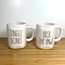 Rae Dunn Christmas Dog Puppy Humor 20oz Mugs Set - Deck The Paws & Jingle Bones
