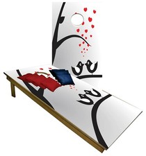 CORNHOLE BEANBAG TOSS GAME w Bags Game Boards Love Birds Tree Nature Set