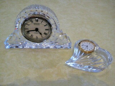 Vintage Handcut 24% Lead Crystal Clocks(GODINGER-4''x6'') & (Royal Limited-3-1/2'')