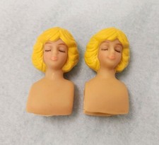 Vtg Fibre Craft Blonde hair Doll Heads 2" Doll Making