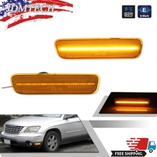 Amber Lens + LED Front Bumper Side Marker Lights For 04-08 Chrysler Pacifica Van
