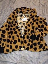 New 22/28 Lularoe Large Teddy Bear Jacket Cheetah Cardigan Animal Print Sherpa