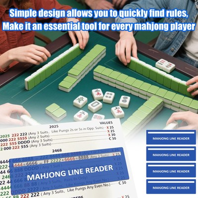 4Pack Mahjong Line Finder, Mahjong Line Reader, Mah Jong Card Guide, Mahjong